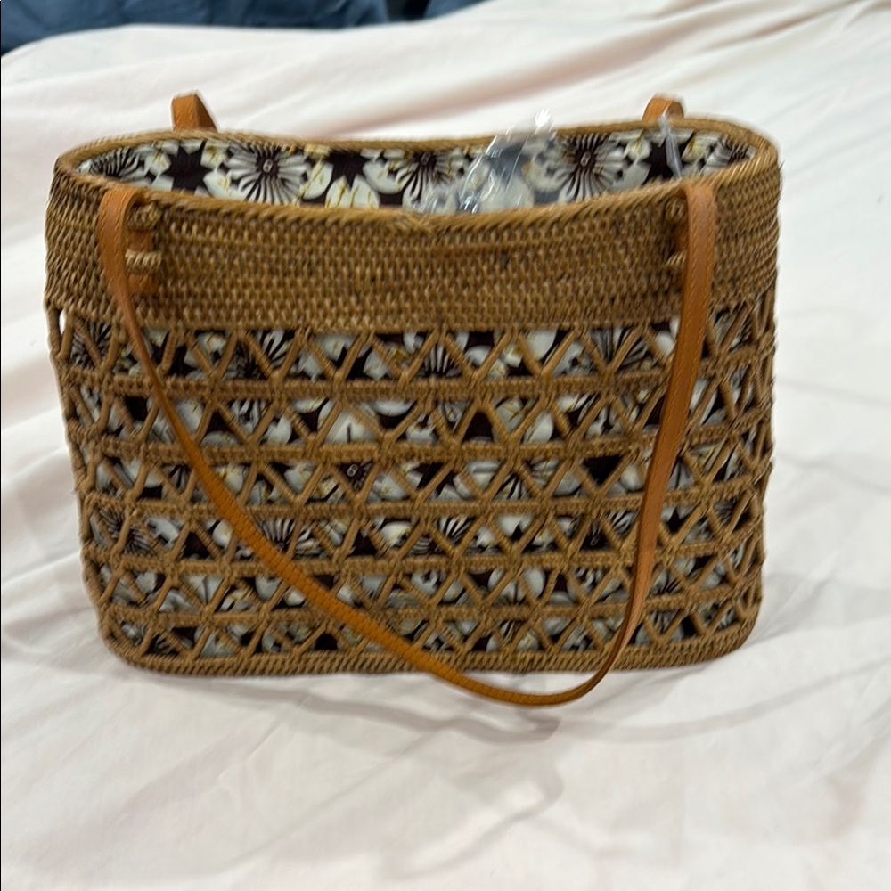 Brown Woven Tote with Intricate Design